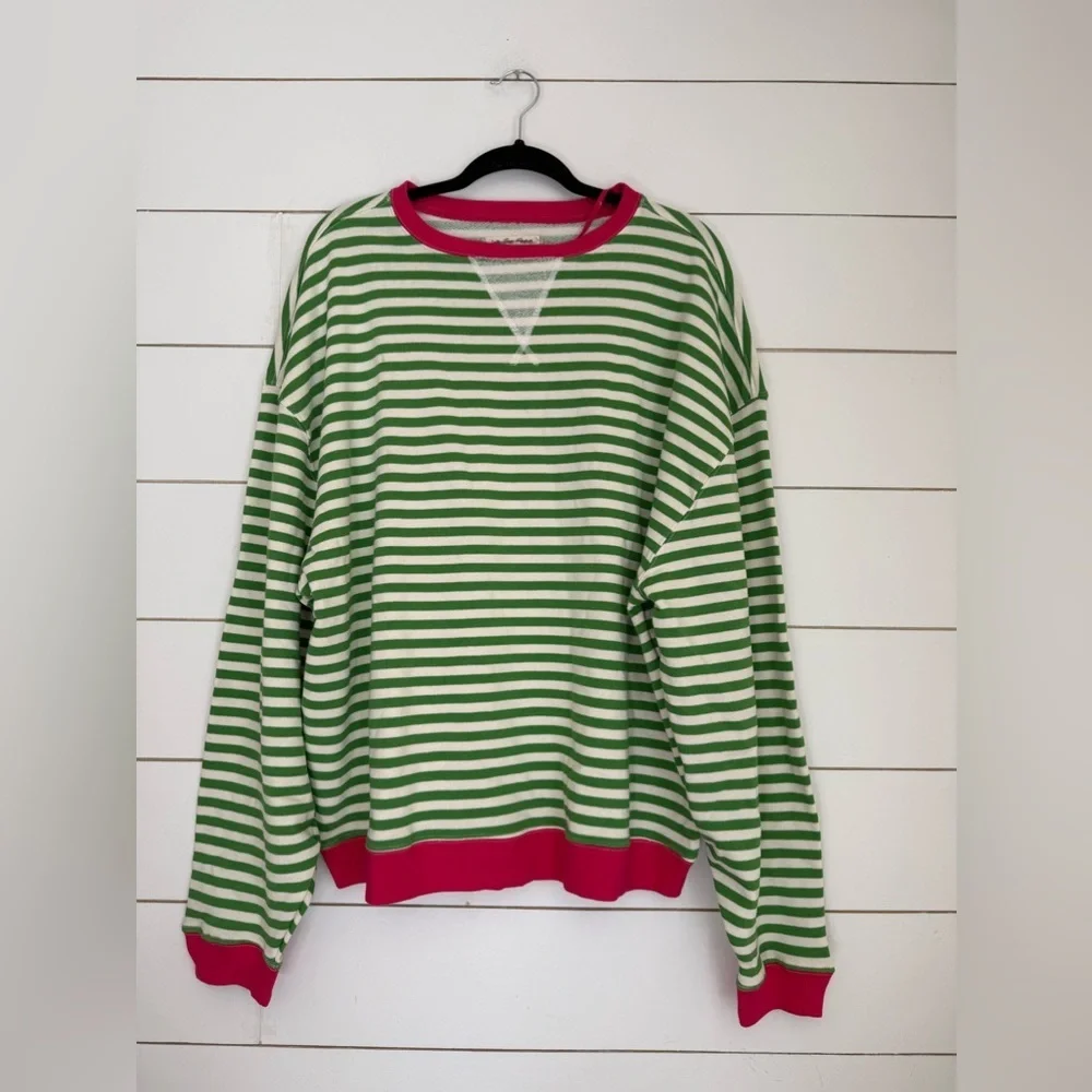 NWOT free people Classic Striped Oversized Crewneck - Picture 4 of 11